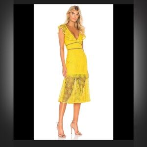 Saylor Leilani Yellow Lace Midi Dress